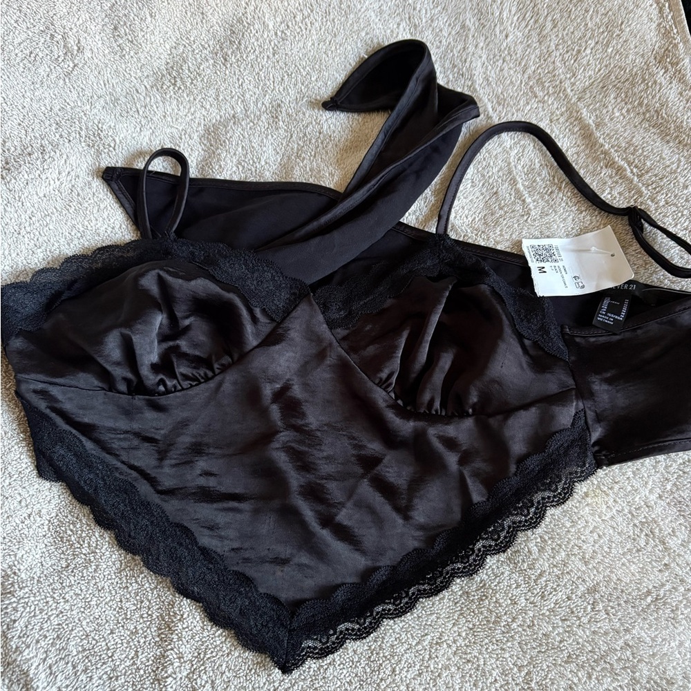 Elegant Black Lace Trim Camisole